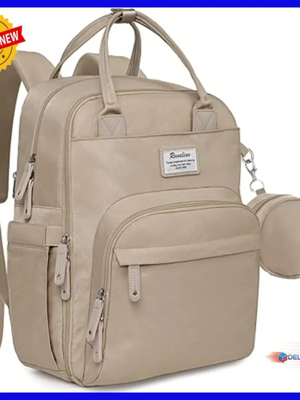Large Waterproof Diaper Backpack with Changing Pad & Insulated Bottle Pockets